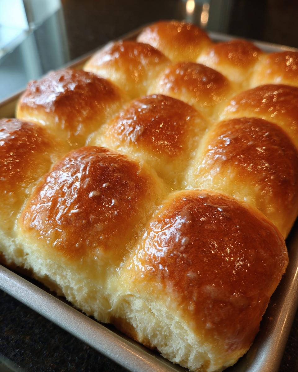 Close-up of golden brown, glossy beef and bowtie pasta rolls in a baking pan.