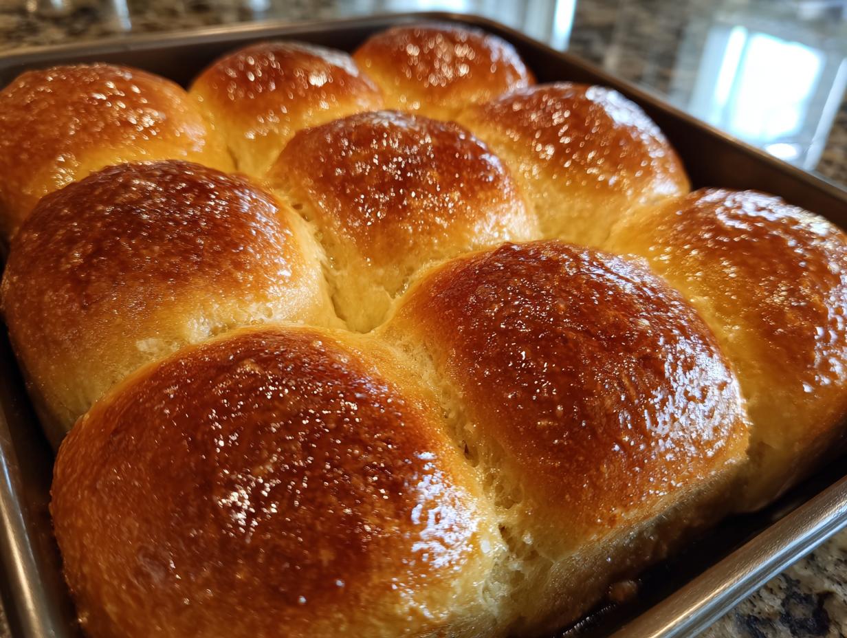 Close-up of freshly baked Beef and bowtie pasta rolls, golden brown and glistening in a baking pan.