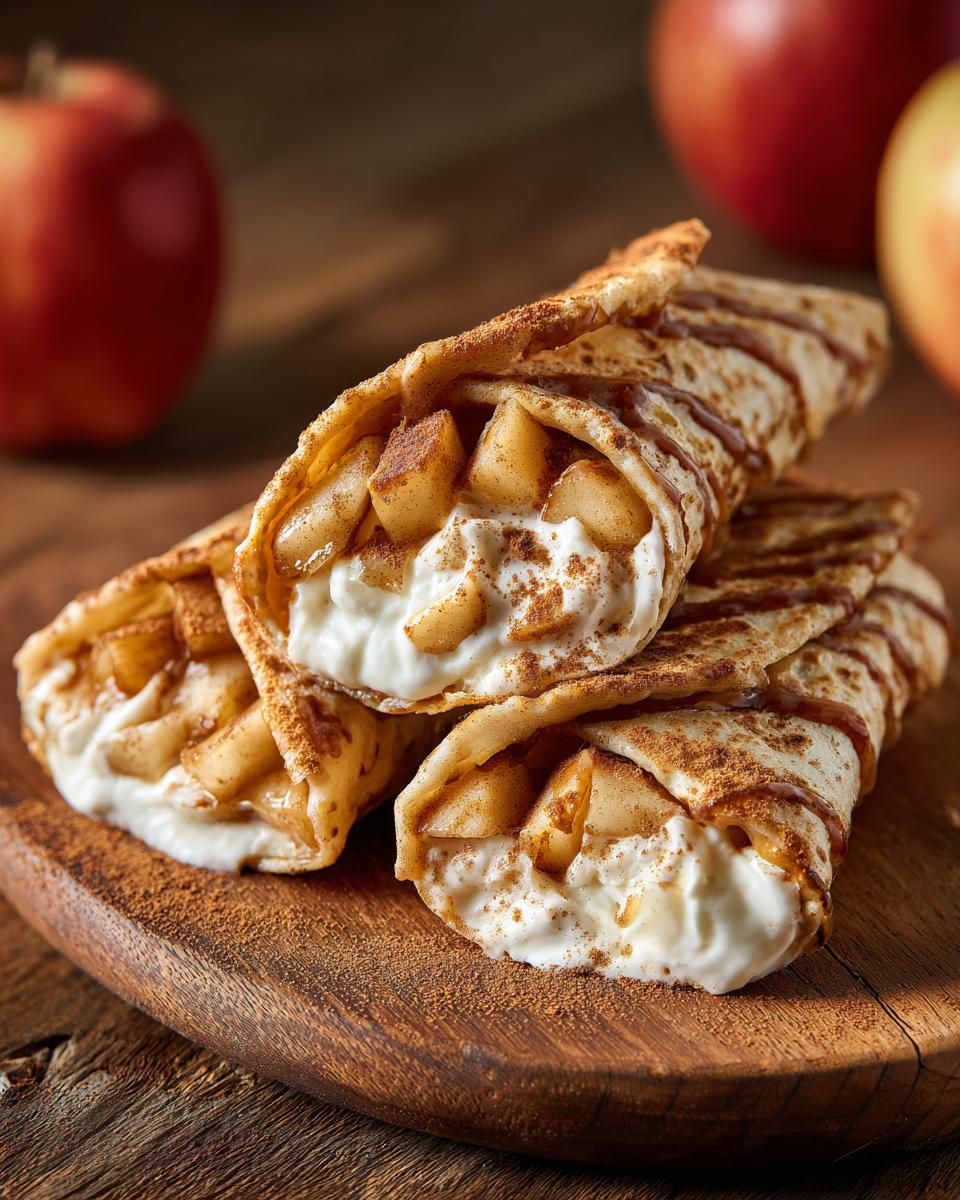 Close-up of three blueberry breakfast quesadillas filled with creamy cheese and fruit, dusted with cinnamon.