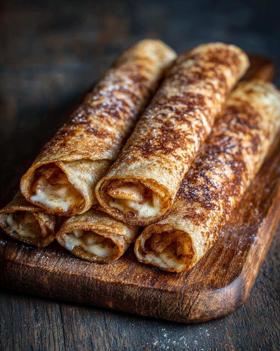 Close-up of rolled blueberry breakfast quesadillas dusted with cinnamon and sugar.