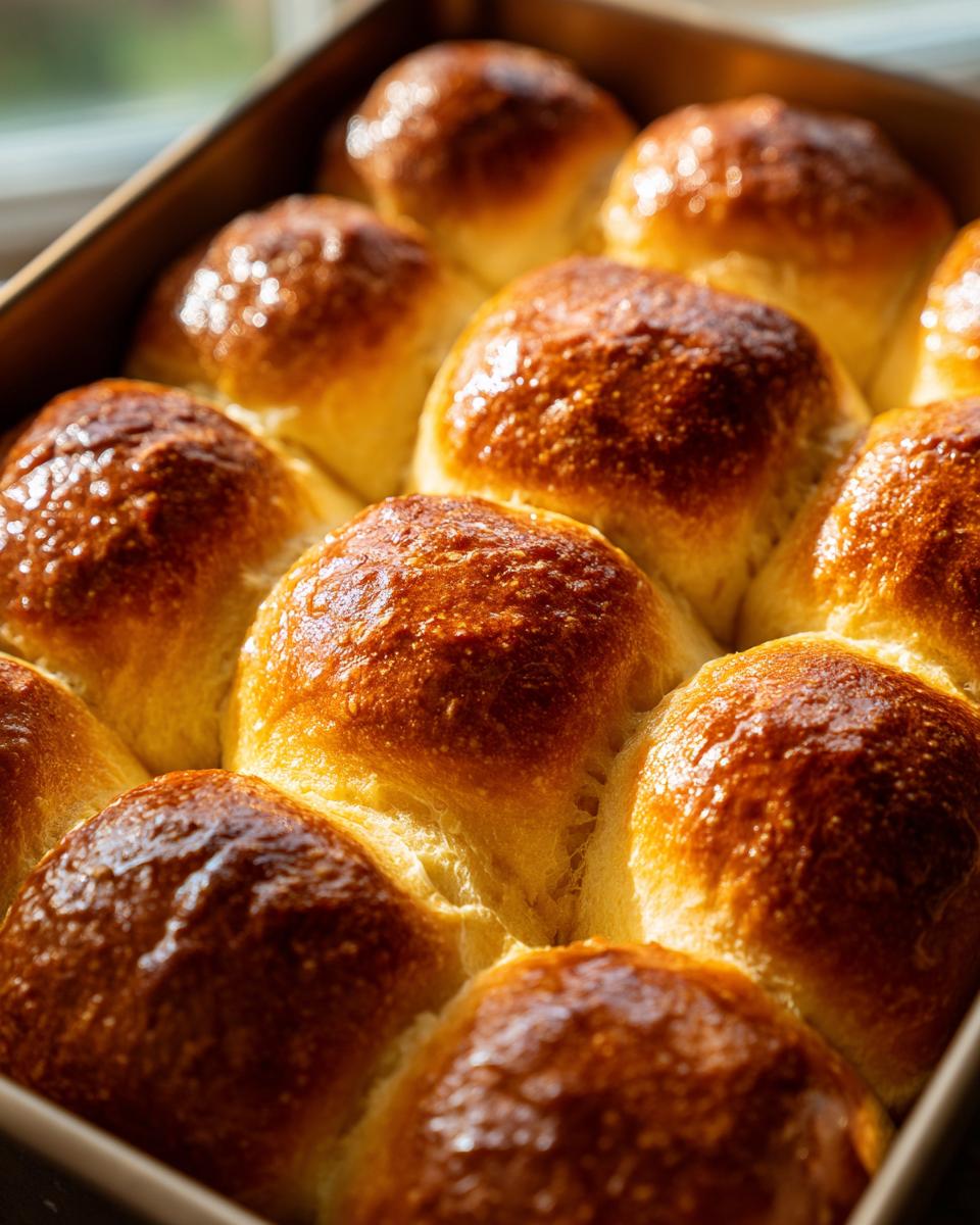 Close-up of freshly baked cranberry sugar cookie rolls in a baking pan, golden brown and glistening.