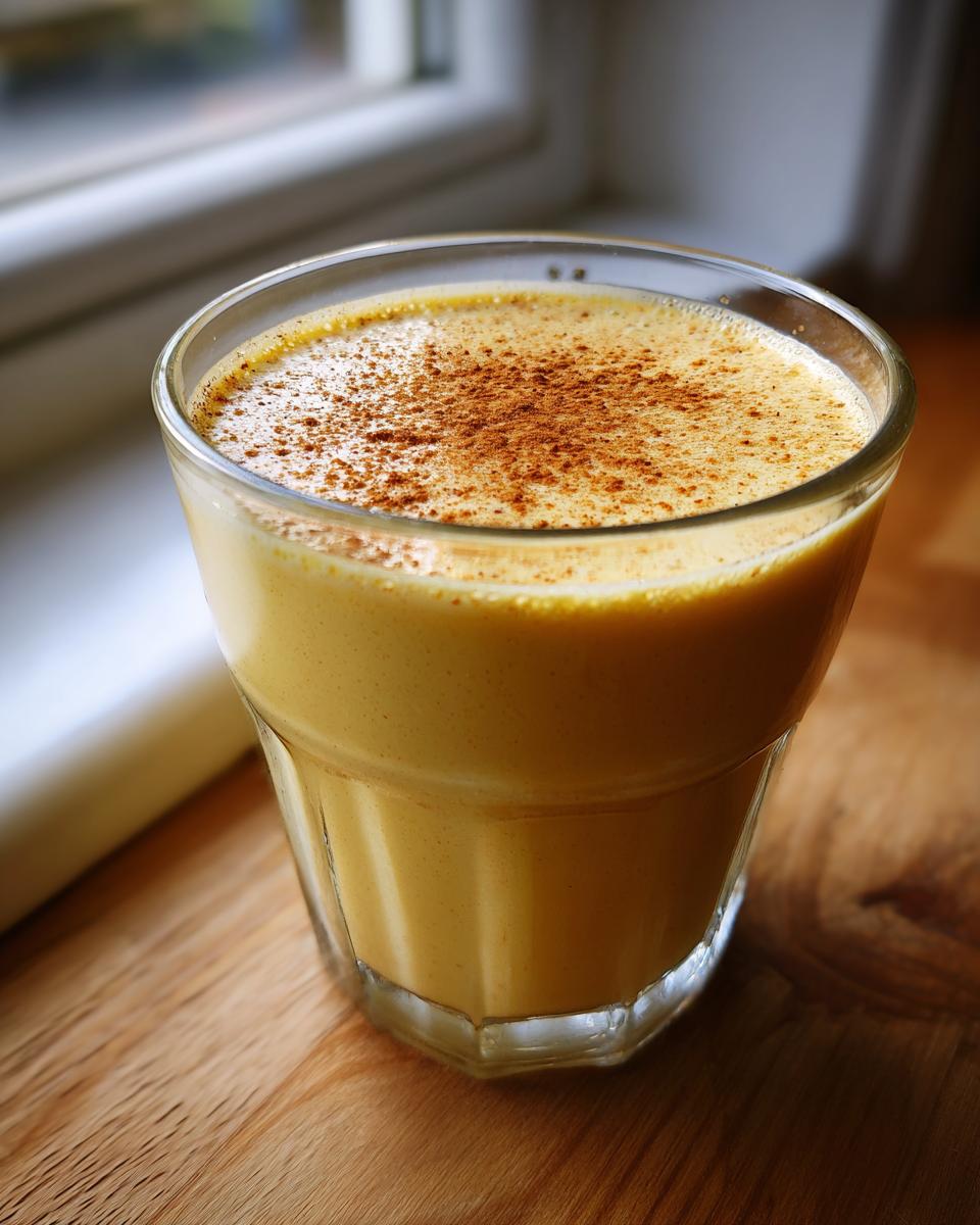 A rich, creamy glass of homemade eggnog topped with a dusting of cinnamon spice.