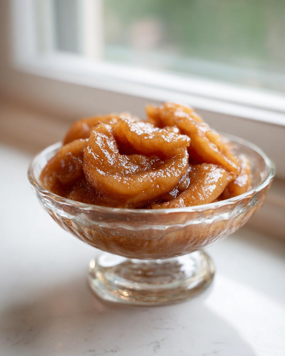 Close-up of spiced, cooked apple slices ready for pie, part of an apple pie filling recipe.