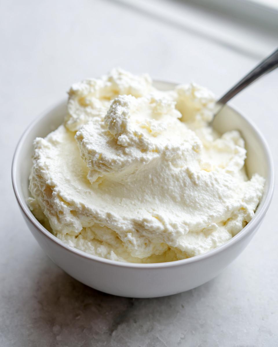 A white bowl filled with fluffy, white whipped cream or cheese base for a creamy horseradish sauce.
