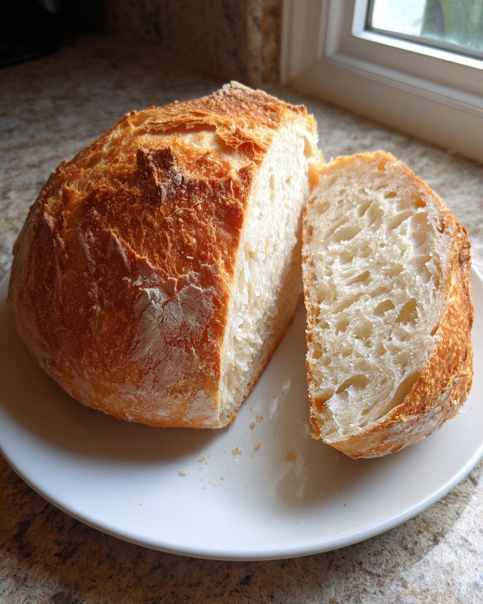 A freshly baked loaf of Italian bread, sliced open to show the airy interior and golden crust.