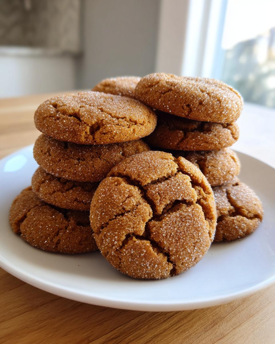 A stack of freshly baked brown butter snickerdoodles, coated in sugar and showing classic crackled tops.