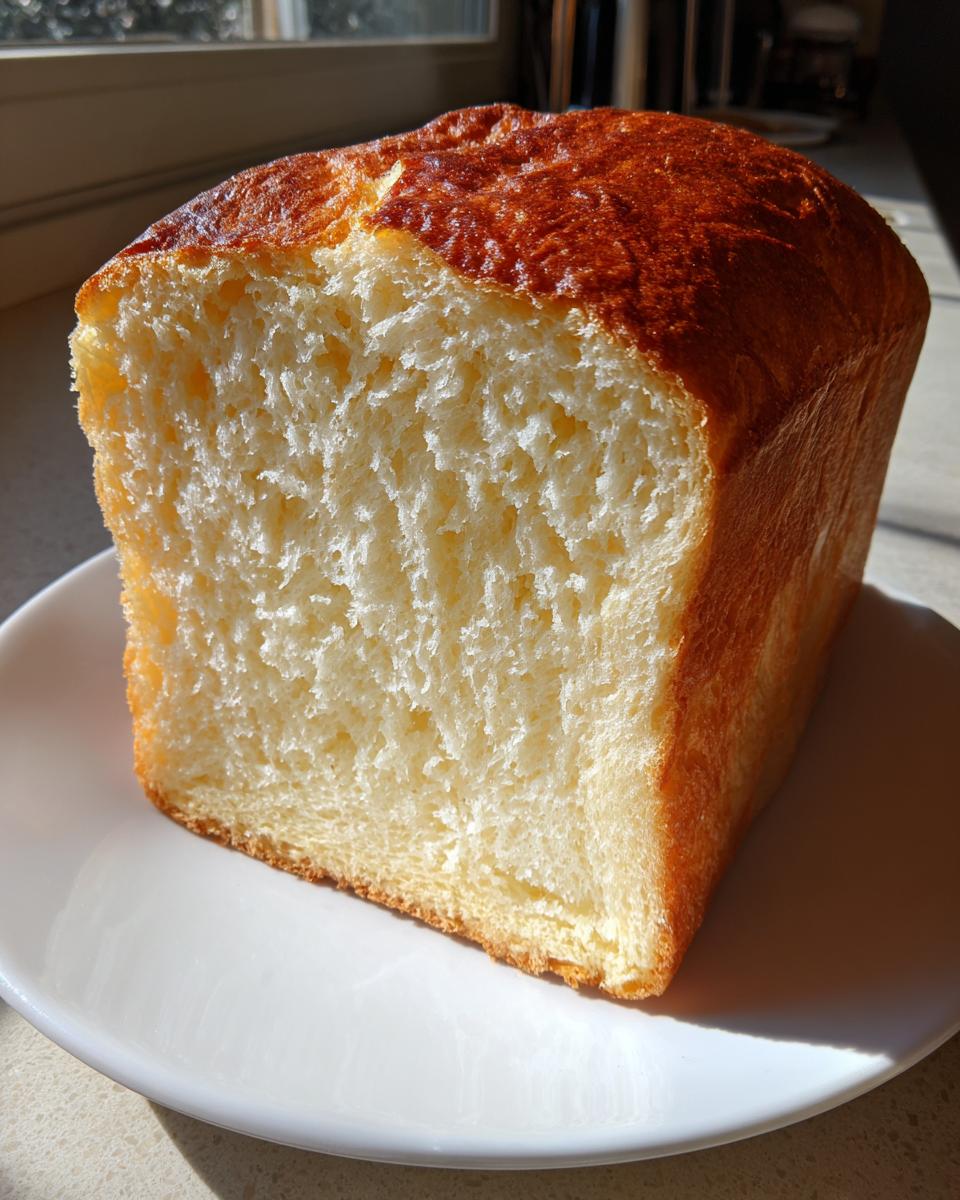 A close-up view of the soft, white crumb structure of a freshly baked cottage cheese bread loaf.